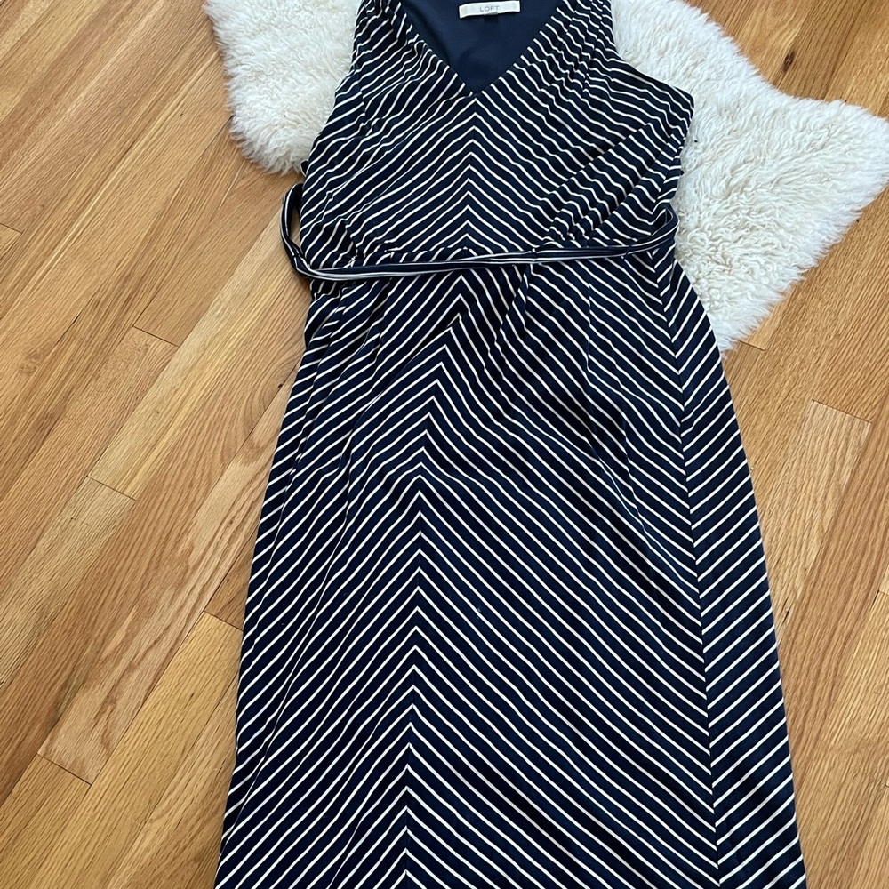 Loft blue and white stripped dress